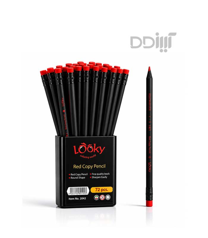 مداد قرمز چوب مشکی لوکی | Looky مداد قرمز چوب مشکی لوکی | Looky